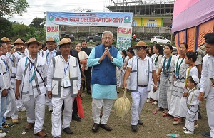 The Governor of Arunachal Pradesh Shri P.B. Acharya celebrate the festive occasion of Mopin at Bhalukpong on 5th March 2017.